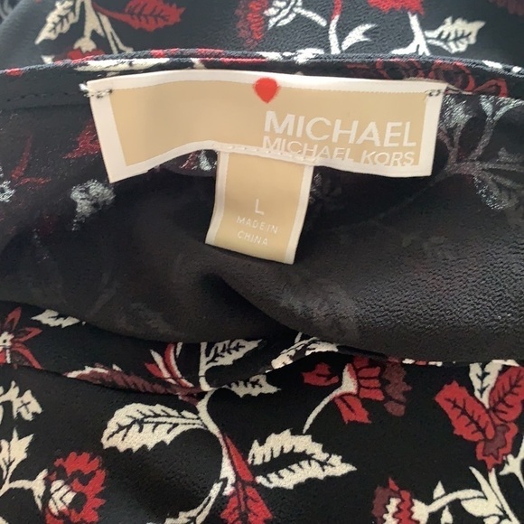 Michael Kors Black/Red And White Floral Print Layered Blouse Size L - Picture 5 of 10